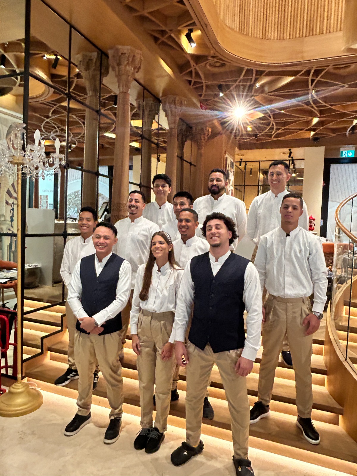 Hospitality team in uniform after service and F&B training in Dubai